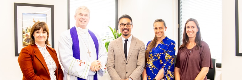 Elizabeth Arblaster, Bishop Richard Umbers, Daniel Ang, Tania Rimac and Helen Wagner.