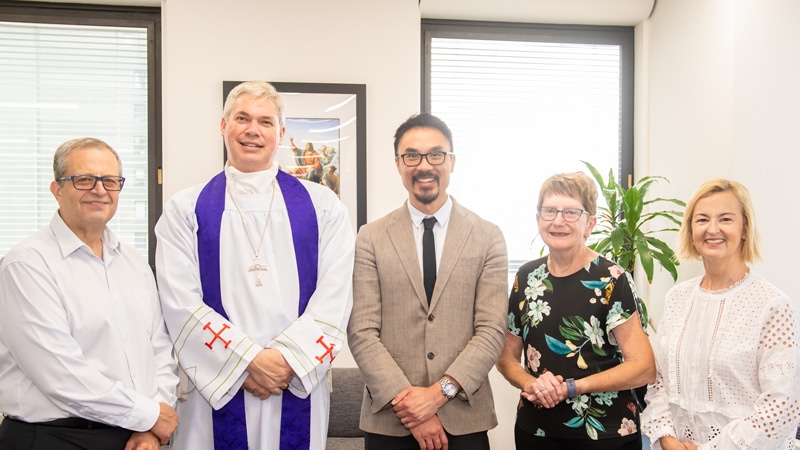 Atef Ataya, Bishop Richard Umbers, Daniel Ang, Eleanor Emmerson and Priscilla Donovan.